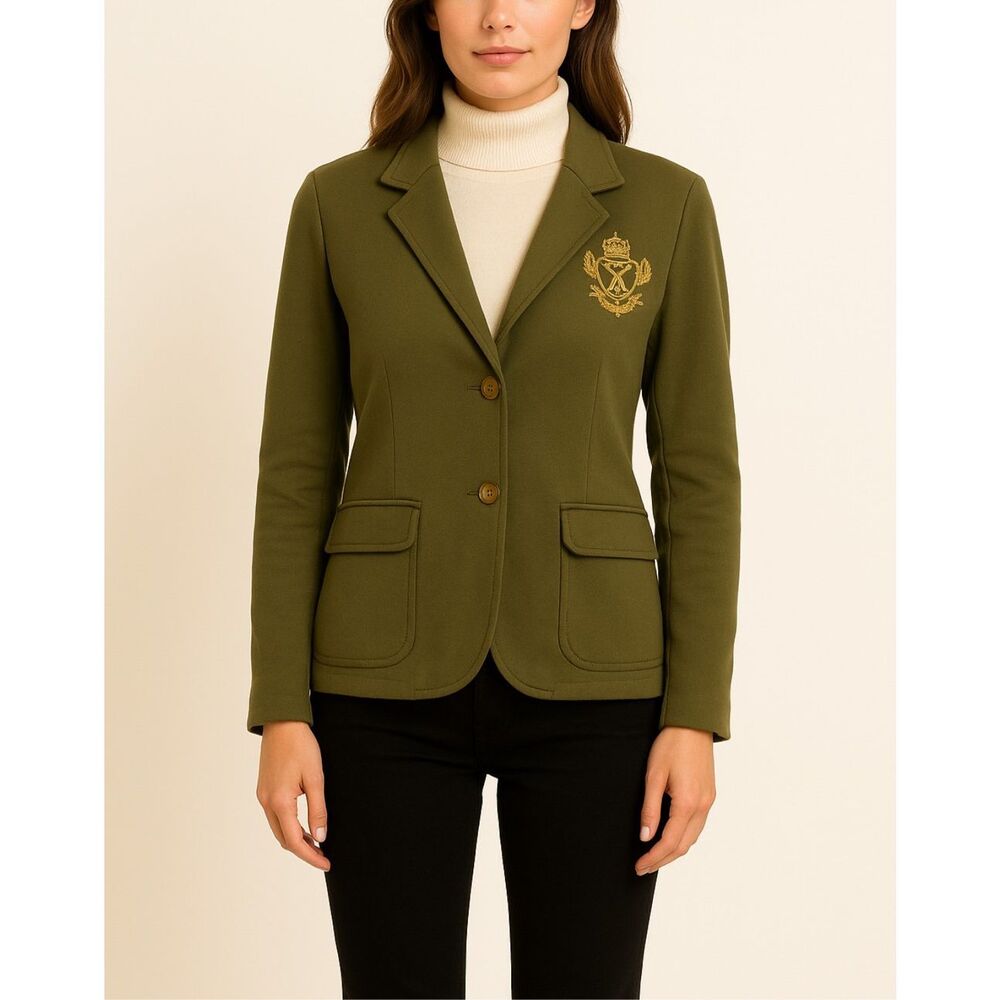 Ralph Lauren Blue Label Crested Cotton Stretch Blazer – Size Small